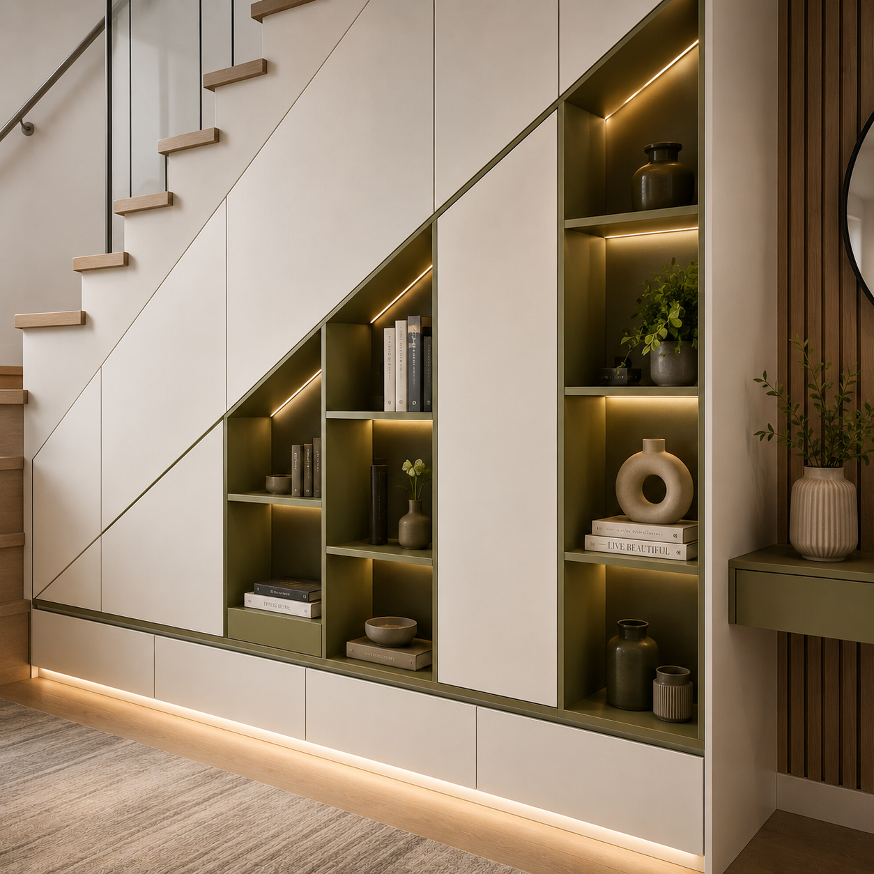 rangement sous escaliers
