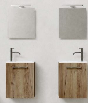 Pack Meuble Suspendu Bric 60cm Roble Gold avec vasque Haire et miroir Sydney