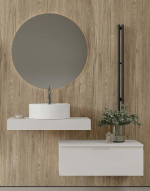 Meuble Suspendu June Calcium 1 tiroirs + Plan de toilette