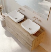 Meuble Suspendu June Nogal 4 tiroirs avec double vasque
