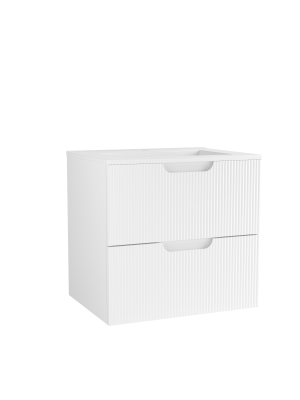 Meuble Miami avec 2 tiroirs - Blanc Avec Vasque intégrée Velna
