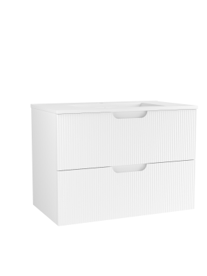 Meuble Miami avec 2 tiroirs - Blanc Avec Vasque intégrée Velna