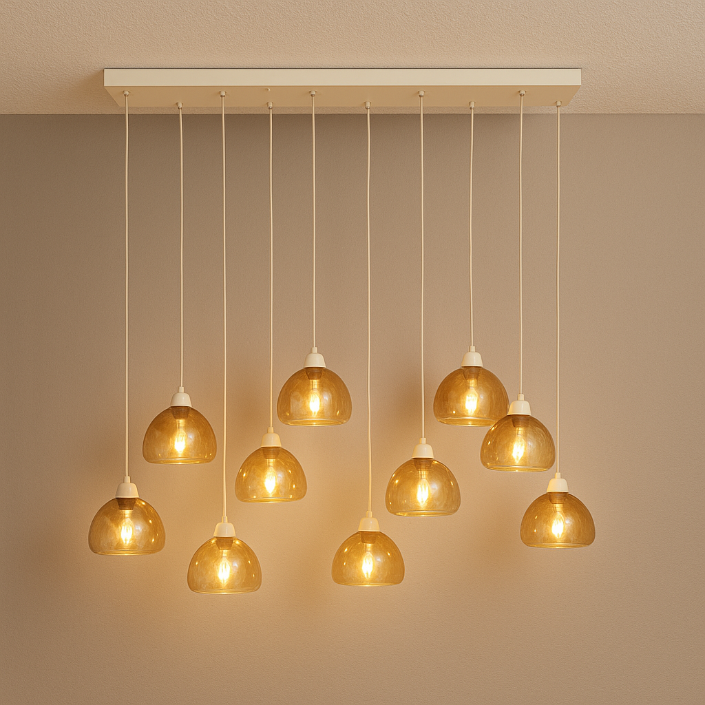 SUSPENSION 10 PENDANTS AMBRE