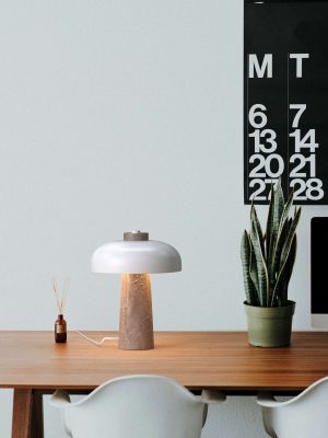 Lampe travertin et métal