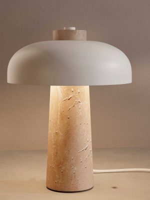 Lampe travertin et métal