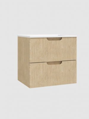 Meuble Miami avec 2 tiroirs - Chêne clair Avec Vasque intégrée Velna