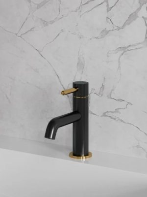 Mitigeur Bloom Noir mat et or poli