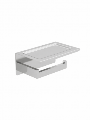 Porte papier toilette avec tablette Léo chrome