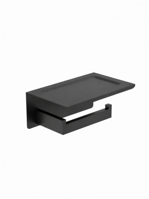 Porte papier toilette avec tablette Léo Noir mat