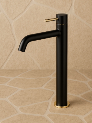 Mitigeur haut Bloom Noir mat et Or poli