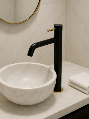 Mitigeur haut Bloom Noir mat et Or poli