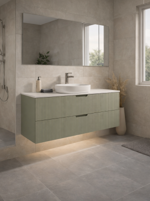 Meuble Miami avec 2 tiroirs Vert sauge 120 cm