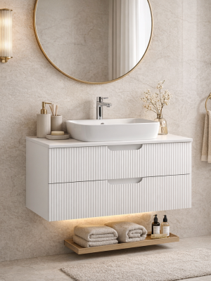 Meuble Miami avec 2 tiroirs Blanc 120 cm