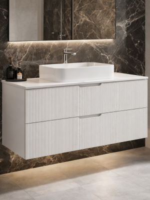 Meuble Miami avec 2 tiroirs Blanc 120 cm