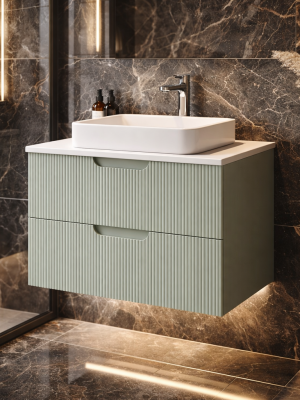 Meuble Miami avec 2 tiroirs Vert sauge 60 cm