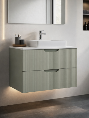 Meuble Miami avec 2 tiroirs Vert sauge 80 cm