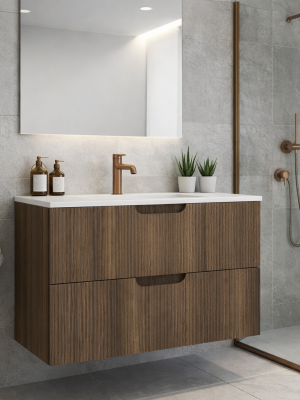 Meuble Miami avec 2 tiroirs Noyer Tonka 100 cm