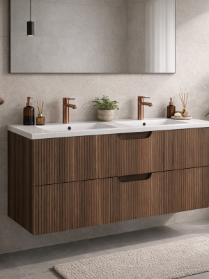 Meuble Miami avec 2 tiroirs Noyer Tonka 120 cm