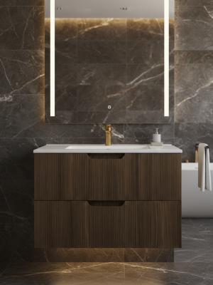 Meuble Miami avec 2 tiroirs Noyer Tonka 80 cm