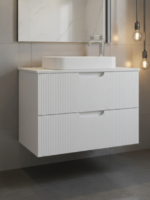 Meuble Miami avec 2 tiroirs Blanc 80 cm