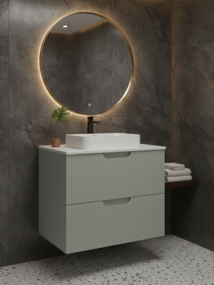 Meuble Miami avec 2 tiroirs Vert sauge 80 cm